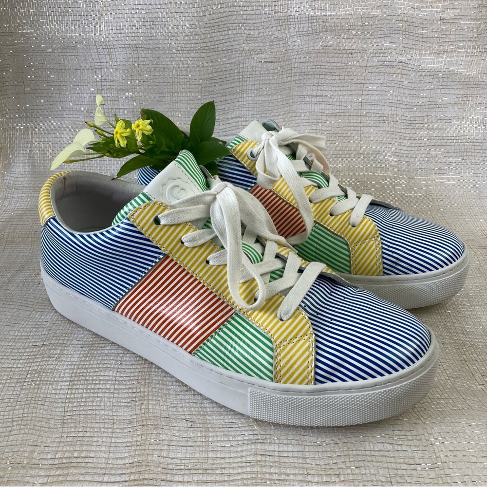 GREATS Brooklyn Striped Leather Sneakers.